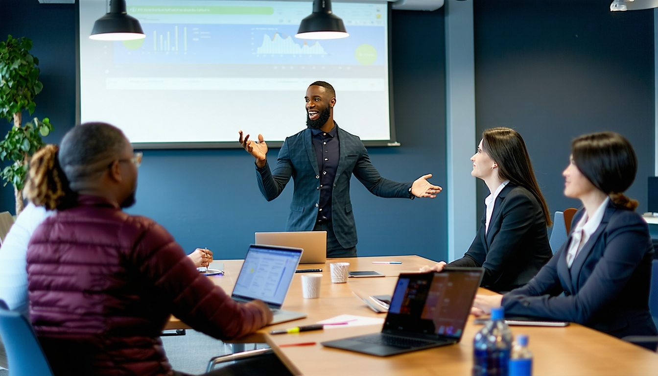 A dynamic image of professionals engaging in a tra