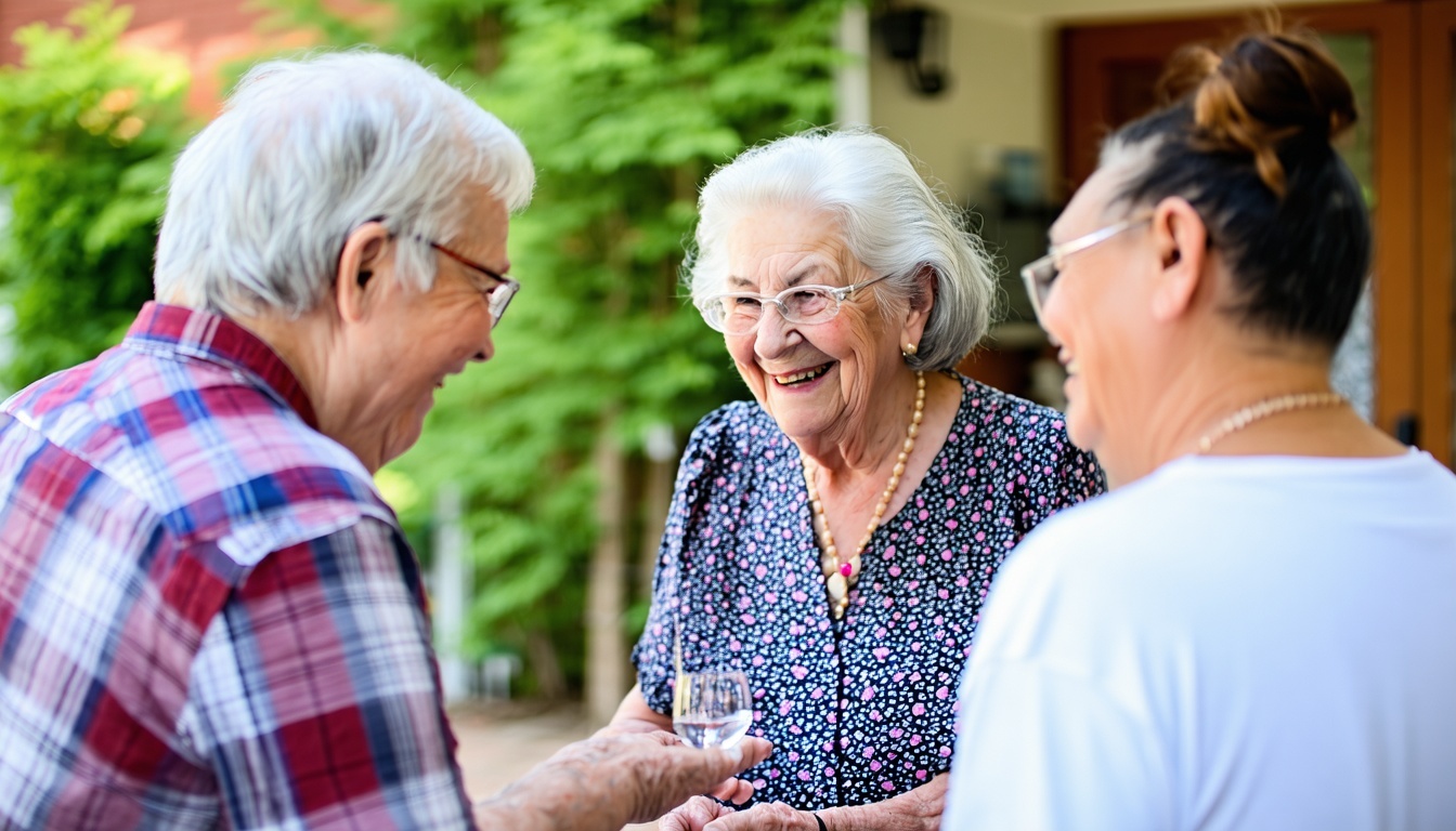 People in a community based setting, happy, engagi